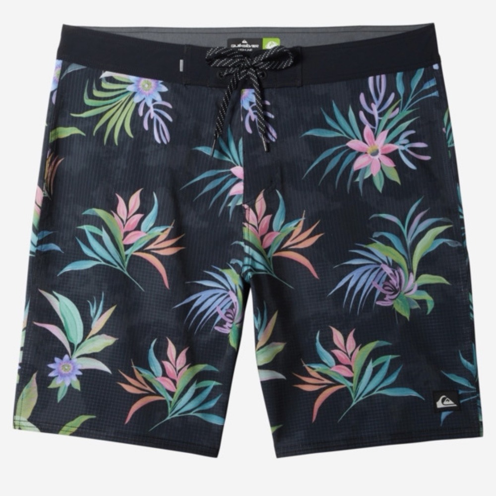 Quicksilver Boardshorts Tropical Flowers Floral‎ Grey Camo Size 28 Swimtrunks